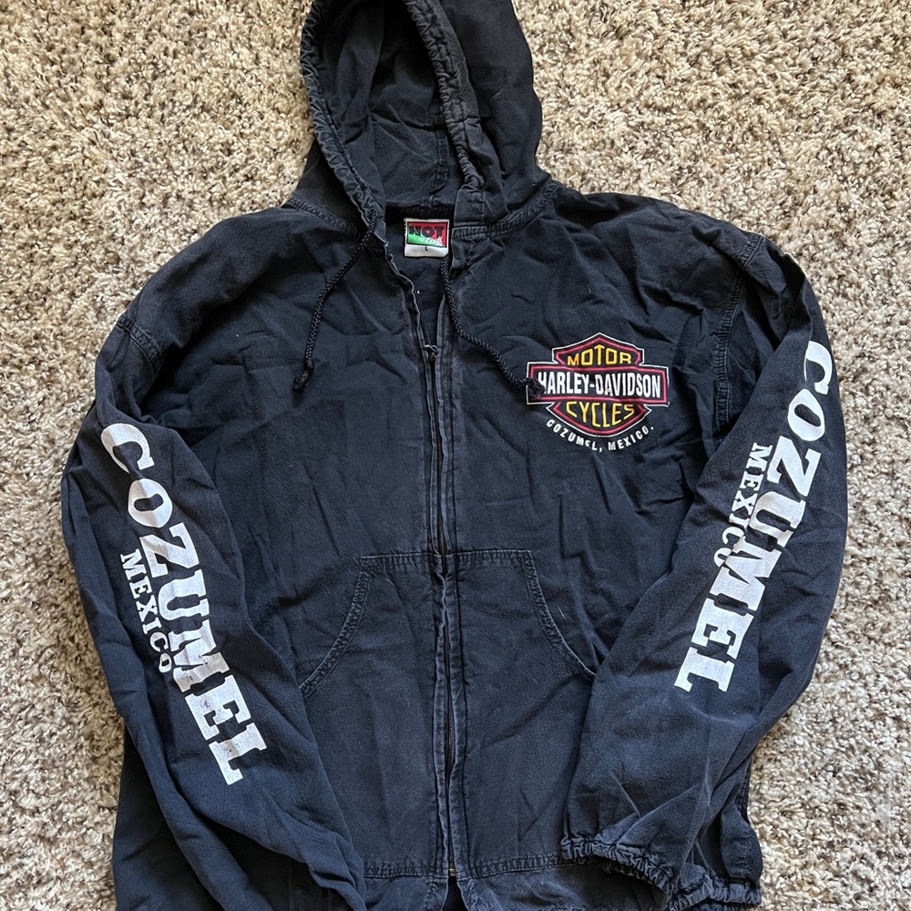 Bootleg Harley Davidson Full Zip Jacket Cozumel Mexico